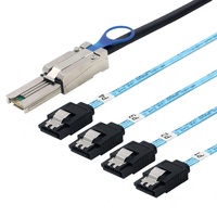 MINI SAS SFF-8088 26P ke 4X E-SATA 7P Kabel Adaptor Koneksi Hard Disk Drive Server Betina 0.5M 1M 2M 3M
