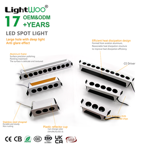 Plafonnier LED carré linéaire encastré anti-éblouissement pour intérieur, 5*2W 10W, 2 têtes, blanc/noir, Ra90 - Product Image 1