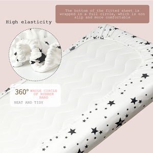 Sábana de cuna ajustada para bebé con estampado de algodón 100%, Sábana de cuna para bebé, juego de algodón orgánico - Product Image 3