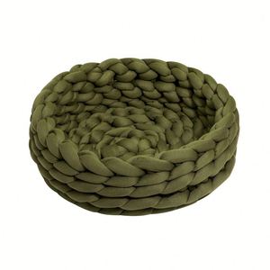 Cama para Gatos Tejida a Mano, Multicolor, Gruesa, Redonda, Cesta para Dormir, Cálida y Cómoda, para Mascotas de Interior - Product Image 2