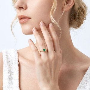 New Products Wholesale Manufacturer Export Natural Emerald Ring Fine Jewelry 18K Solid Yellow Gold Real Natural Diamonds Ring - Product Image 6