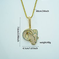 Collar con colgante de cabeza de cabra de latón con incrustaciones de circonitas cúbicas (CZ) estilo Hip Hop, con esmalte dorado, plateado y azul, joyería de animales para hombre, regalo para rapero y fiesta