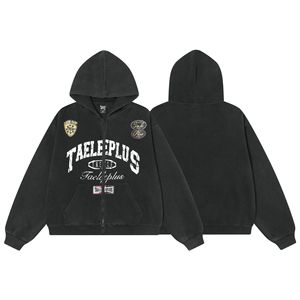 Sudadera con Capucha de Alta Calidad, Estilo Americano Preppy, Vintage, Lavada, con Cierre, Unisex, Retro, Informal, Tipo Cárdigan, 2026 - Product Image 1