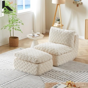 Sillón Sofá Compacto con Otomana, Sillón de Tela de Pana para Espacios Pequeños, Sala de Estar, Dormitorio o Apartamento - Product Image 1