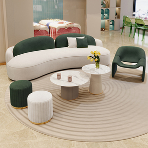 Lobby d'hôtel canapé incurvé en cuir mode haut de gamme réception VIP canapé ensemble de meubles lounge club canapé à arc design - Product Image 5