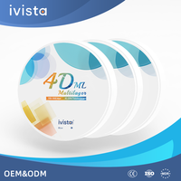 Ivista 4D ML Multilayer Gradient 45 hingga 59 Persen Translusensi Blok Zirkonia untuk Mesin Penggilingan Veneer Anterior