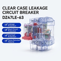 Disjoncteur différentiel à boîtier transparent 2P 63A, interrupteur de protection contre les surcharges domestiques, triphasé quatre fils