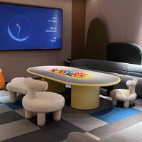 Meja Aktivitas Anak Remaja Bentuk Oval Modern Montessori Perakitan Mudah Ruang Penyimpanan Blok Bangunan Prasekolah Sekolah Hotel