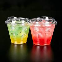 92mm Fabrieksgroothandel PET Transparante 7/9oz Smoothie Koud Drankje Bubble Tea Boba Wegwerp Plastic Bekers met Deksel