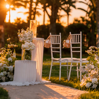 Chaises Chiavari en résine dorées empilables pour banquets d'hôtel, repas en plein air, mariage, vente en gros à bas prix