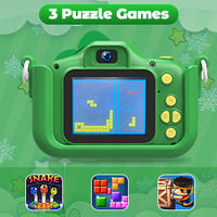 Caméra vidéo HD 1080P pour enfants en forme de dinosaure vert, mignonne, portable, avec imagerie CMOS, cadeau d'anniversaire ou de Noël pour enfants