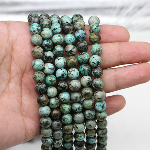 Perles rondes en turquoise africaine, pierres naturelles bleues pour la fabrication de bijoux, bracelets DIY, fournitures artisanales, 8 mm, brin de 15 pouces - Product Image 4