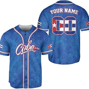 Camiseta de Béisbol Personalizada de Cuba, Camiseta con la Bandera de Cuba, Camiseta Cubana para Hombre y Mujer, Camiseta con la Bandera de Cuba y Estados Unidos - Product Image 1