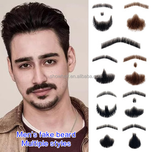 Cozylkx Valse baarden en snorren Halloween grappige baard nepbaarden met elastisch touw, lange gesimuleerde baard voor party cosplay (lichtbruin