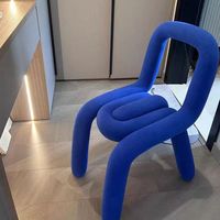 Chaise de salle à manger moderne et simple à dossier haut en tissu avec pieds en métal pour chambre et salle à manger - Meubles de maison