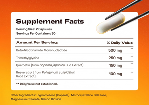 Cápsulas OEM NAD 1000mg NAD+ con TMG, Quercetina y Resveratrol, 60 Cápsulas, Suplemento Dietético Antienvejecimiento - Product Image 5