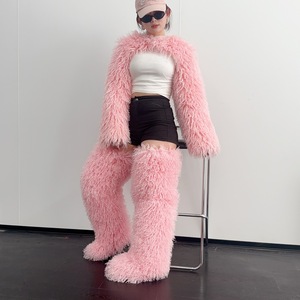 Chaqueta y <span class=keywords><strong>Chaleco</strong></span> Cortos de Piel Sintética de Oveja Estilo Urbano Europeo y Americano para Blogueros, Ecológicos, Transpirables, con Mangas Cortas Estilo Mongol - Product Image 3