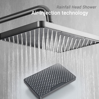 Panneau de douche intelligent cascade pluie haut de gamme avec massage spa mural, système de douche gris avec affichage LED et mitigeur thermostatique