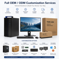 Station de travail de bureau PC Hygon 3350 8 cœurs 3,0 GHz | 16 Go de RAM, 256 Go de SSD M.2 NVMe + 1 To de disque dur, GPU dédié 2 Go, châssis 15 L, ensemble moniteur 23,8 pouces