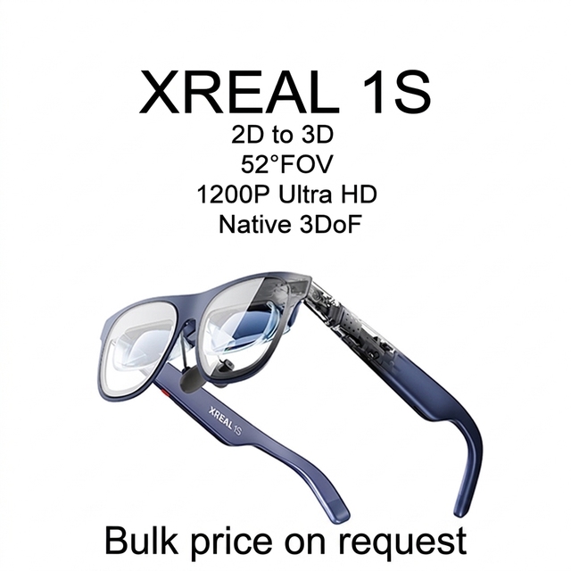 XREAL 1S Smart AR Glasses Native 2D to 3D Conversion, 3DoF Spatial Hovering, 500" Portable Giant Screen, 52-Degree FOV