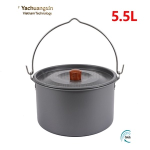 7-8 People Outdoor Camping Frying <b>Pan</b> 1-2L Non-Stick Aluminum Anodized with <b>Lid</b> for Backpacking Picnic and Travel - Product Image 2