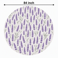 Nappe ronde ajustée imperméable en PEVA à motif lavande avec rebord élastique et dos en flanelle, idéale pour le camping, les pique-niques et le jardin, facile à nettoyer et réutilisable