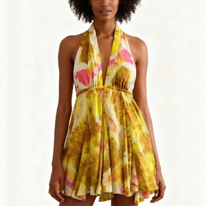 เดรสสั้นคอวีพิมพ์ลายเซ็กซี่สำหรับผู้หญิงแฟชั่นฤดูร้อนใหม่ - Product Image 1