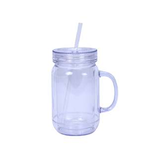 Gobelet en verre Mason en acrylique écologique, vaisselle en plastique avec couvercle et paille, gobelets jetables fabriqués au Vietnam - Product Image 5