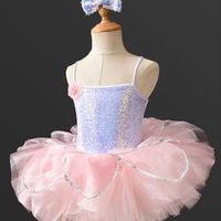 Vestido de Ballet para Niñas, Traje de Danza sin Mangas, Falda Tutú de Princesa con Lentejuelas, Vestido Bonito para Actuaciones en Escenario