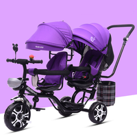 Nouveau modèle 2021 en promotion : Tricycle double siège pour enfants, pour frères et sœurs, à 3 roues, poussette pour jumeaux