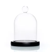 Украшение для дома, стеклянный колокольчик, прозрачный подарок, стеклянный купол с черной деревянной основой