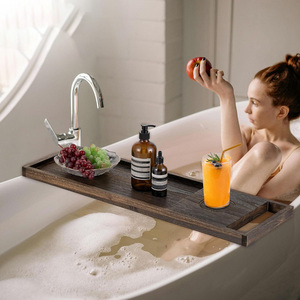 Plateau <span class=keywords><strong>de</strong></span> bain pour <span class=keywords><strong>baignoire</strong></span> : Étagère <span class=keywords><strong>de</strong></span> bain en bois <span class=keywords><strong>de</strong></span> 31 pouces avec poignées, style rustique et simple pour salle <span class=keywords><strong>de</strong></span> bain - Product Image 2