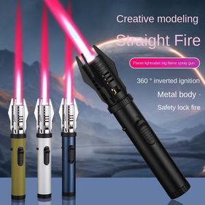 Potente encendedor de llama roja, chorro giratorio ajustable moderno para cigarrillos/barbacoa, encendedor de bolígrafo largo recargable, regalos de negocios - Product Image 1