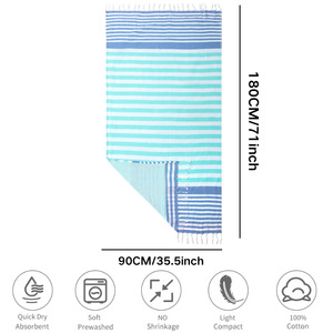 Turkish <b>Beach</b> <b>Towel</b> Striped Pure Cotton 90x180cm Breathable Rectangle For <b>Beach</b> Use - Product Image 5