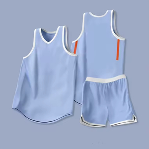 Camiseta de Baloncesto Personalizada de Alta Calidad de Fábrica, 100% Poliéster, Transpirable, Estampada, de Secado Rápido, Cuello en V, Color Azul - Product Image 2