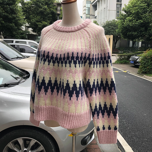 Maglione da <span class=keywords><strong>Donna</strong></span> Autunnale in <span class=keywords><strong>Cotone</strong></span> 100% Traspirante a Collo Alto, Lavorato a Maglia con Righe Arcobaleno, Vestibilità Ampia e Casual - Product Image 3