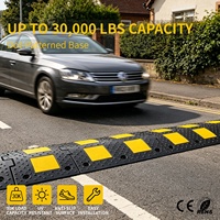 Reductores de velocidad industriales de caucho con superficie antideslizante, 4 tiras reflectantes amarillas, duraderos, para calmar el tráfico en entradas de almacenes