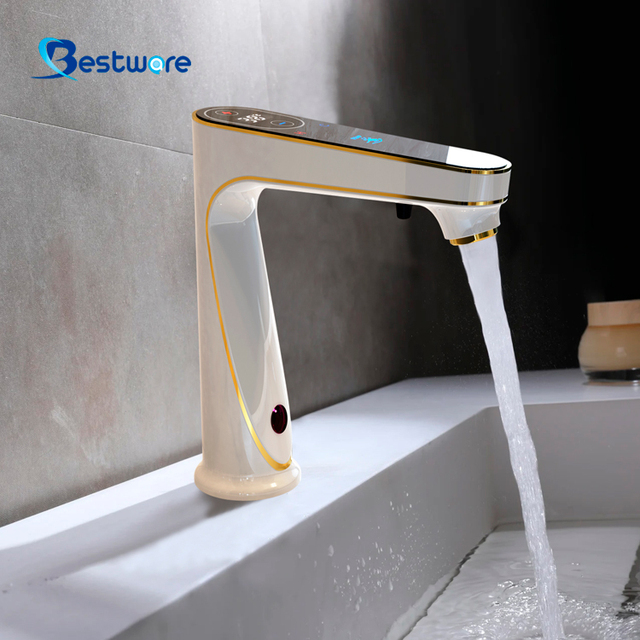 Golden Sensor Integrated Electric Basin Faucet Soap Dispenser Touchless Automatic for Bedroom Hotels Water Tap