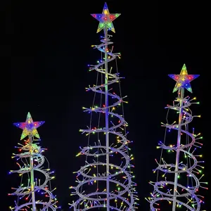 3D发光二极管人造户外照明螺旋树灯家庭派对室内室外装饰圣诞树灯
