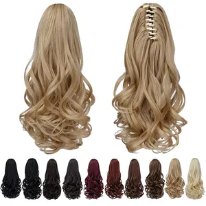 High Quality Claw Clip In Ponytail 16Inch 130g Synthetic Wavy Hair Pieces Ponytail Extension for Women Girls wig braid