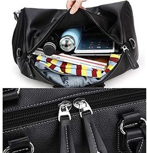 Bolsa de Viaje Deportiva Grande de Cuero PU Personalizada BEARKY, Negra, Impermeable, para Hombre - Product Image 4