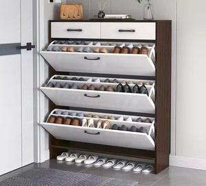 Fabriek Hot Selling Woonkamer Schoenkast Display Paneel Hout Pull Open Kast Voor Thuisgebruik Met <span class=keywords><strong>3</strong></span> Laag - Product Image 1