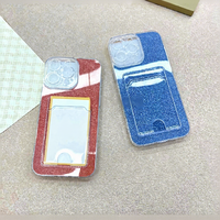 Étui de téléphone transparent à paillettes avec porte-cartes, coque antichoc en TPU souple avec protection de l'appareil photo pour iPhone 13, 15, 17 et modèles Android