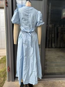 Women's Short Sleeve Elegant Maxi Dress - <b>Tie</b> <b>Back</b> Loose Casual Dresses Fashion - Product Image 4
