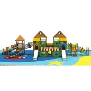 अनुकूलित लकड़ी का खेल का मैदान बच्चों का 3 इन 1 स्लाइड प्लेहाउस आउटडोर खेल का मैदान स्लाइड बच्चों के आउटडोर लकड़ी के खेल के मैदान के साथ