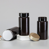 En stock, flacon d'emballage pharmaceutique pour médicaments vitaminés avec bouchon à vis et impression sérigraphique