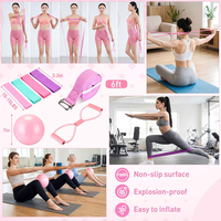Ensemble d'accessoires de yoga 11 pièces, kit de Pilates, cercle magique, sac de transport, bandes de résistance, sangle, chaussettes, serviette, ballon, boucle TPE pour femmes