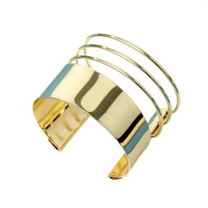 European American Style Women's Multi-Layer Alloy Cuff <b>Bracelet</b> Gold Plated <b>Red</b> Glossy Geometric Large Area Bohemian Style - Product Image 5