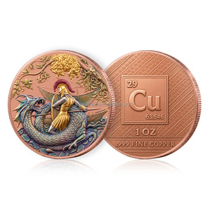 Moneda Conmemorativa de Cobre Fino .999 de 1 OZ, Diseño de Mitología Griega en Relieve 3D, Bañada en Oro, Precio Bajo por Mayoreo - Product Image 1