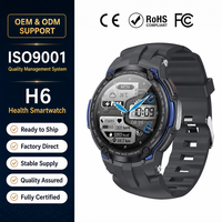 Montre connectée H6 personnalisée OEM pour hommes et femmes, double appel BT 5.1, écran 1.28'', moniteur de fréquence cardiaque, moniteur de pression artérielle, tracker de fitness
